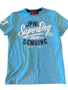 Superdry Tokyo Genuine Logo Tee in Aqua Blue XL